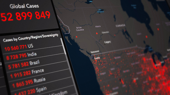  Map and numbers of global COVID-19 cases 